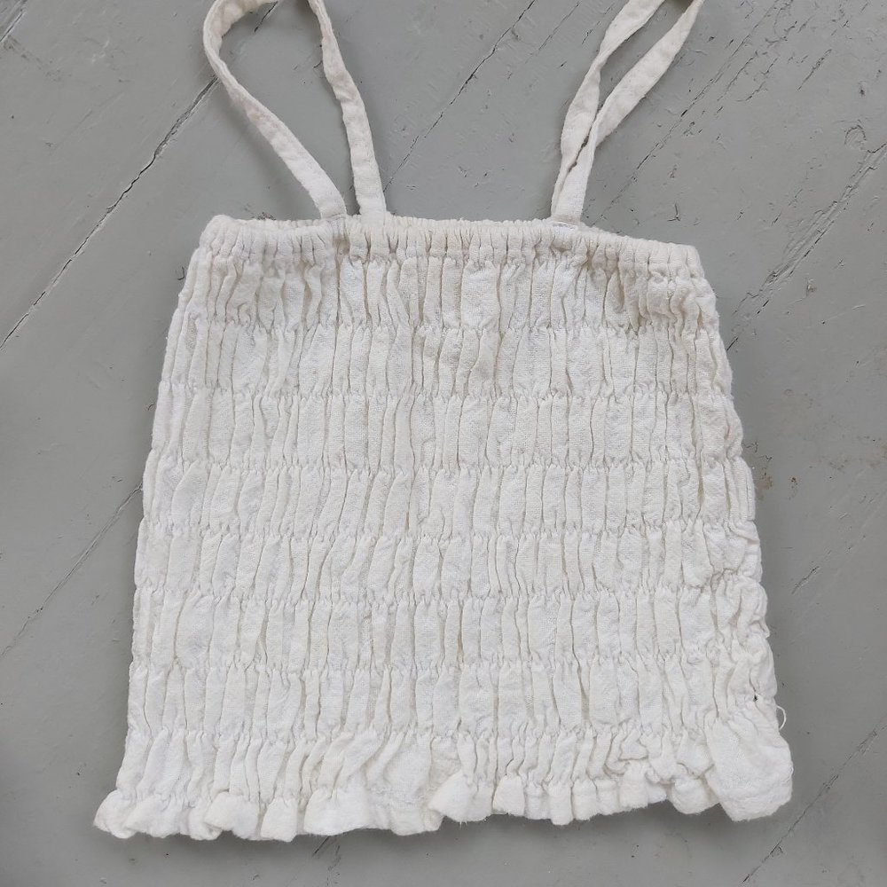 XS White ruffled crop top